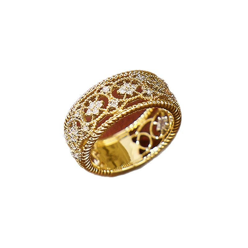 New Woven-pattern Gold-carved Openwork Ring