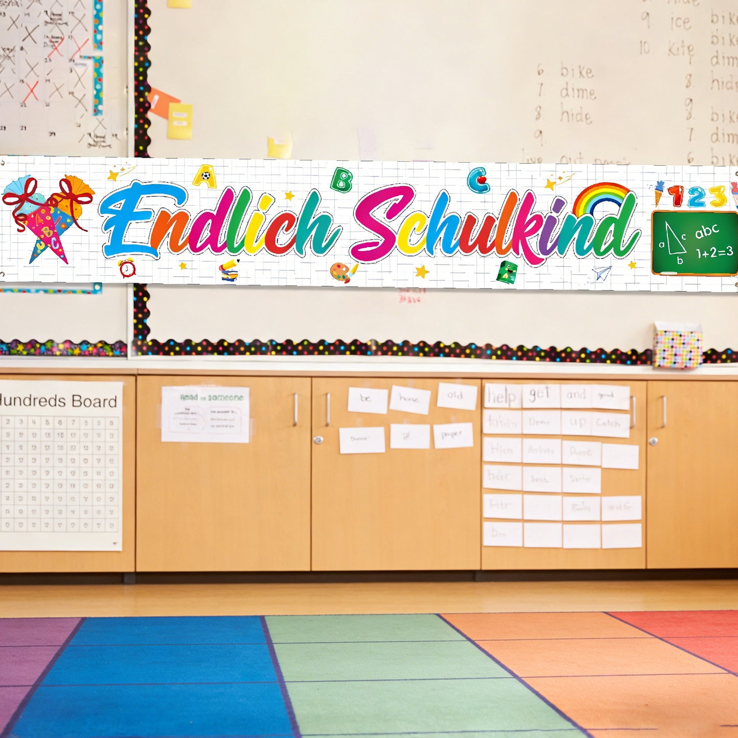 “Finally A First-Grader” Banner—Large-Format Decorative Banner For First-Day-of-School Celebrations—Party Supplies Set