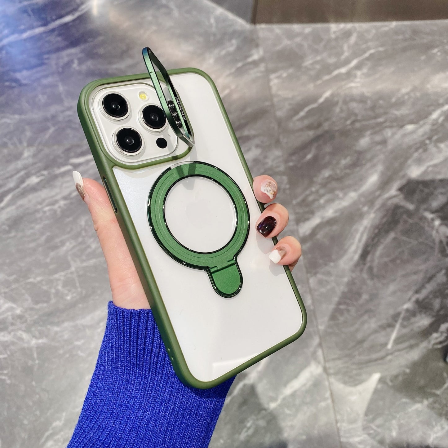 Simple Magnetic Charging Double Bracket Phone Case