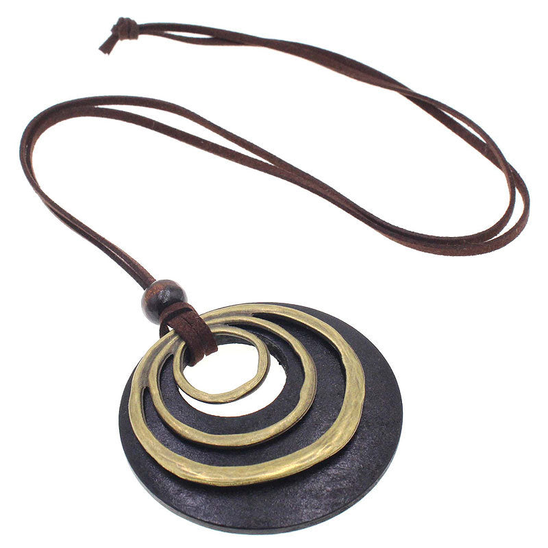 Bohemian-style Korean Fleece Alloy Round Three-Loop Necklace