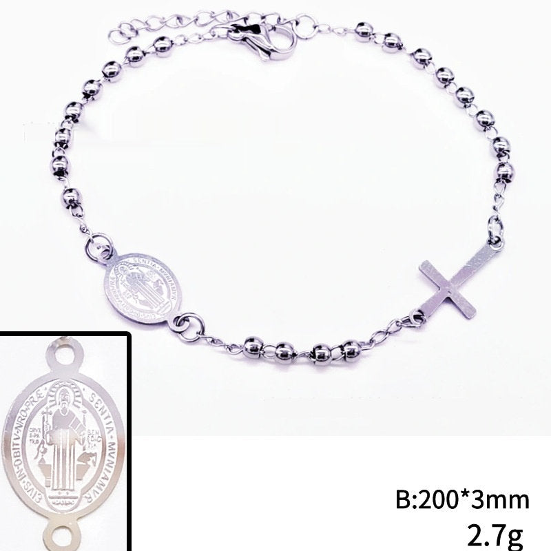 Stainless Steel Bead Cross Bracelet Jewelry Accessories