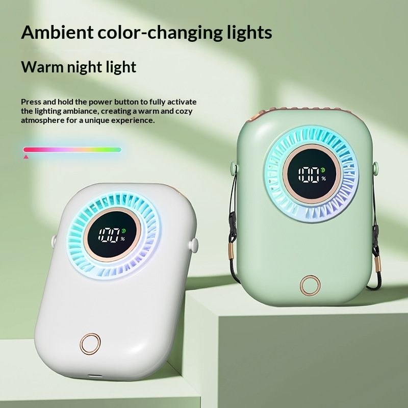Smart Seven-Color Ambient Light Neck-Mounted Portable Fan