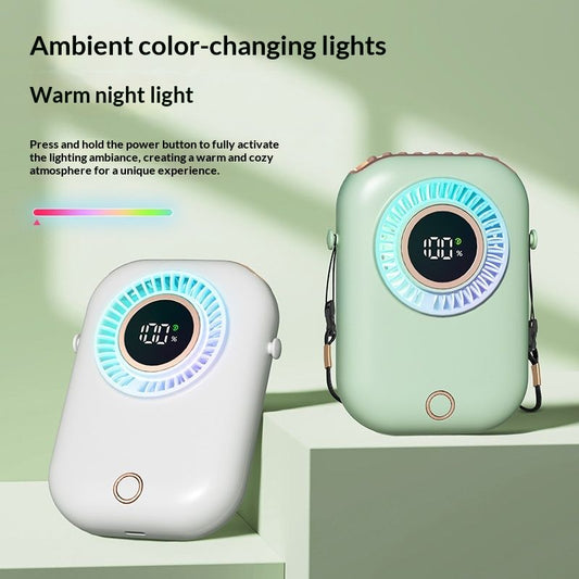 Smart Seven-Color Ambient Light Neck-Mounted Portable Fan