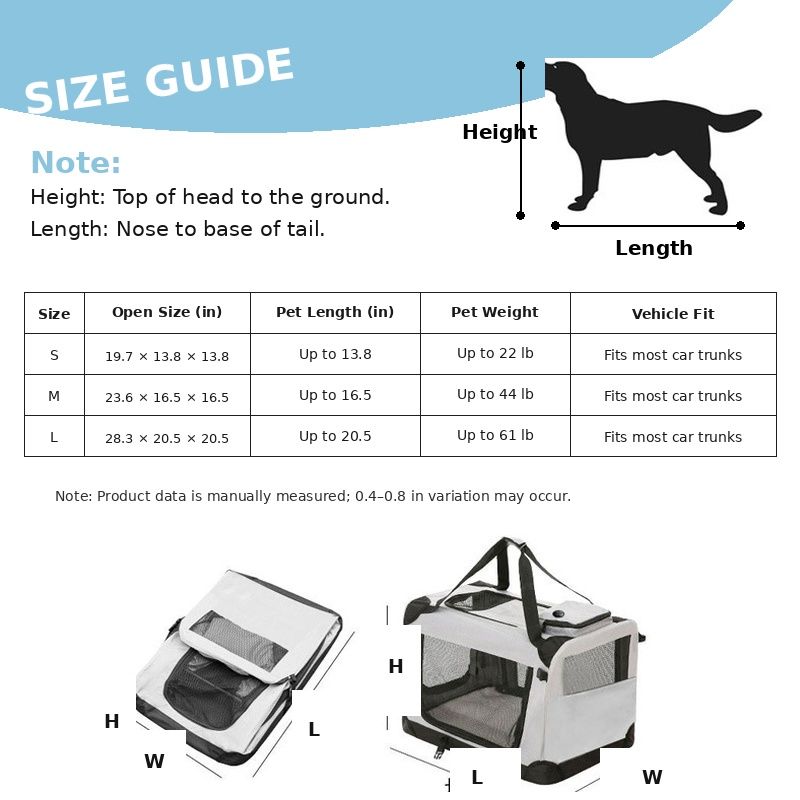 3-Door Folding Soft Dog Crate With Carrying Bag And Fleece Bed , Indoor & Outdoor Pet Home