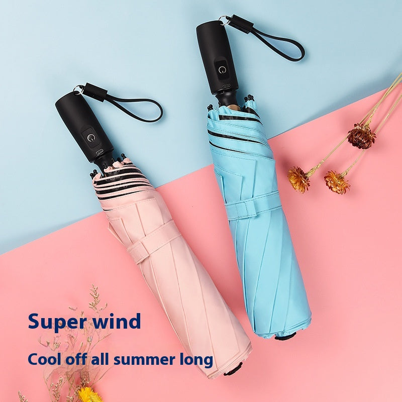 Cooling Folding Umbrella Advanced Sense Sunshade Charging Vinyl Sun Protective