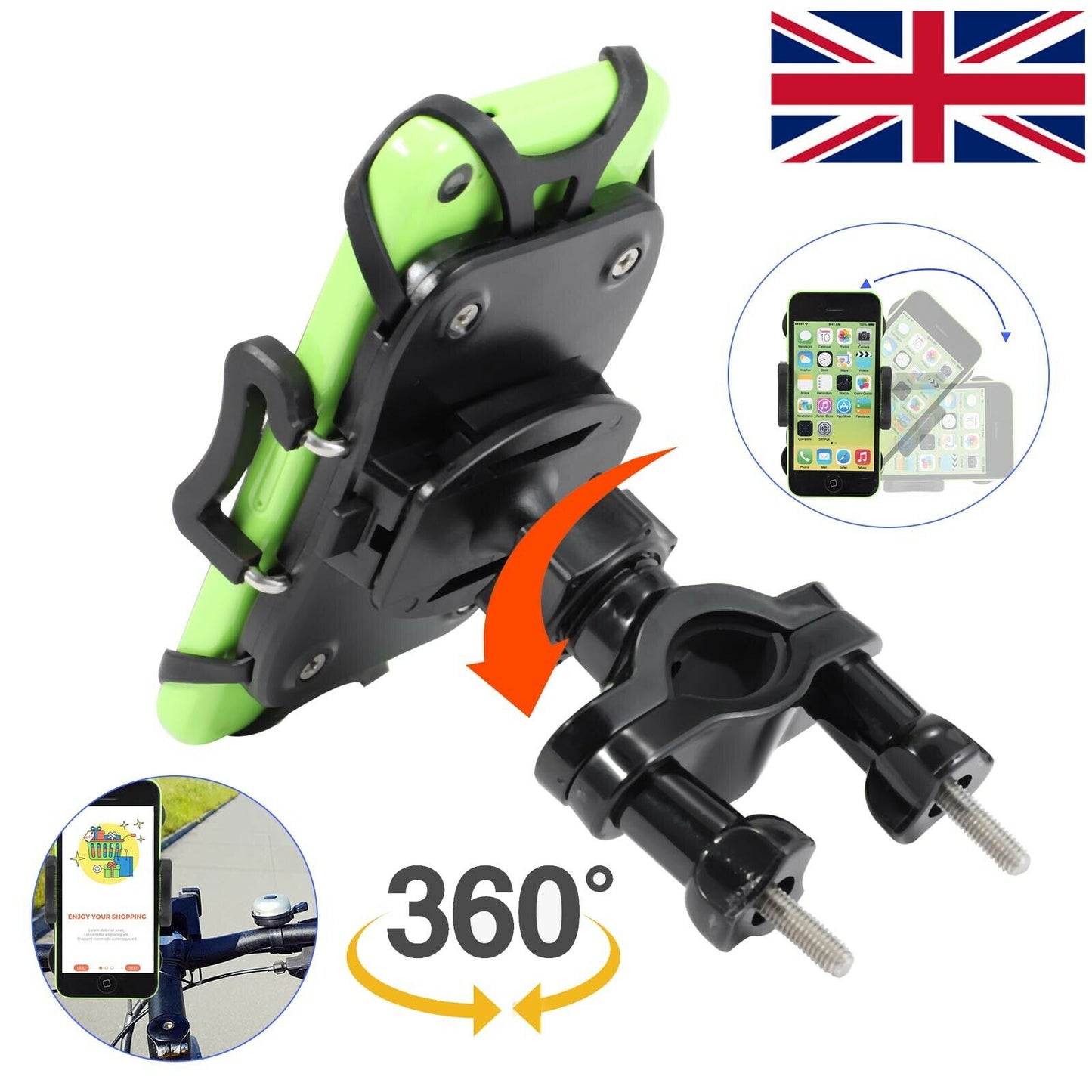 360Motorcycle Bike Bicycle Handlebar Mount Holder For Mobile Phone GPS AU