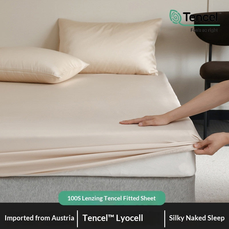 Premium Tencel Fitted Sheet Single Piece Cool-to-the-touch For Summer Bare-sleeping