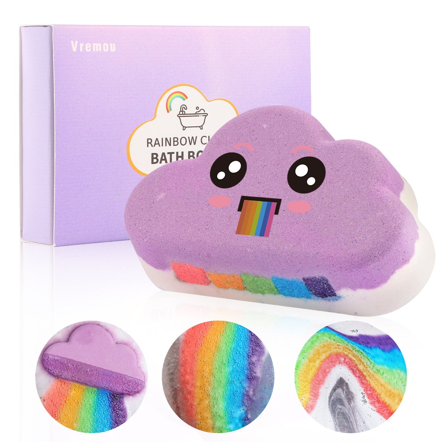 Rainbow Cloud Bath Salt Balls  4-Pack  For Body Cleansing