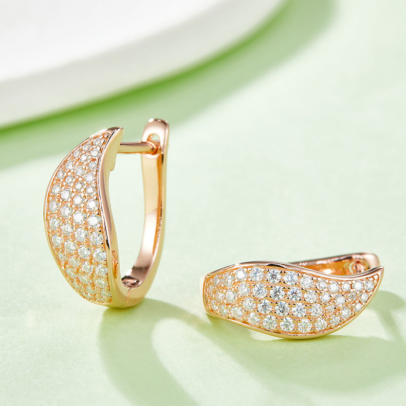 S925 Sterling Silver Moissanite Pave Huggie Hoops  U-Shaped Earrings With GRA Certificate Platinum Or Rose Gold Or Gold Plated Jewelry Gift Box Set For Women