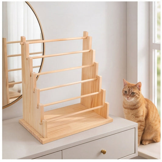 Solid Wood Jewelry Rack (6 Shelves) - Convenient Storage For Necklaces, Bracelets, And Rings - Accessories For Hand Tools