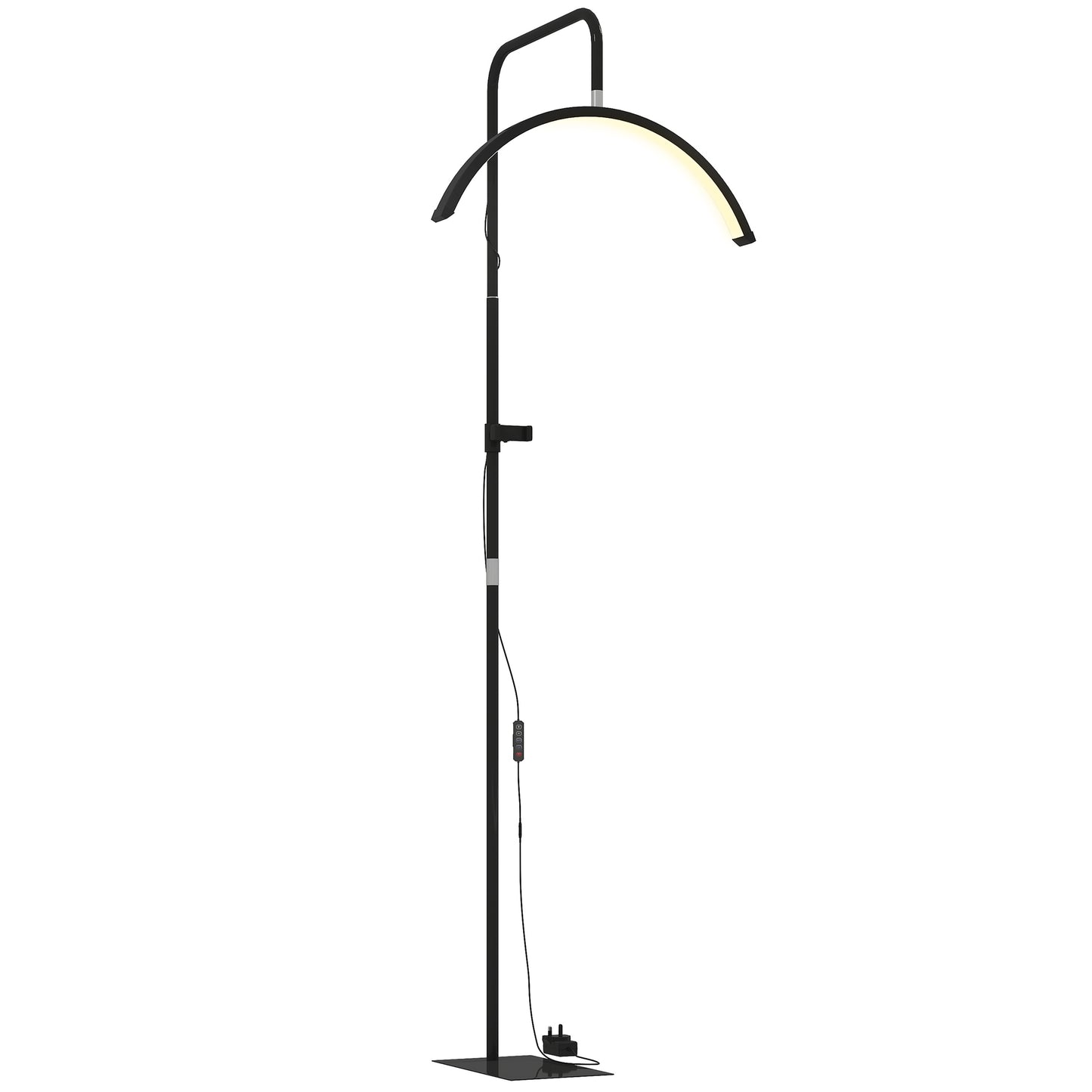 Half Moon Lash Light, Beauty Floor Lamp With 350 Degrees Rotatable Head, 7 Colour Temperature And Phone Holder, Dimmable Standing Lamp For Eyelash Extension, Tattoo, Nails, Skincare, Black
