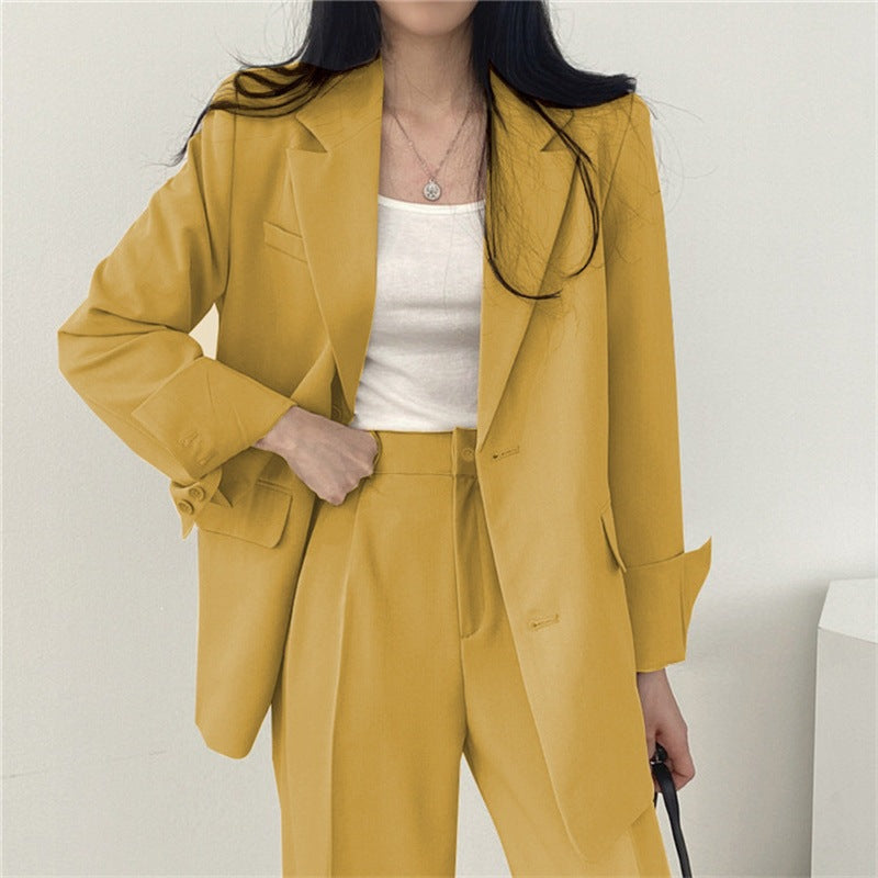 Womens Solid-color Loose-fitting Korean-style Versatile Blazer