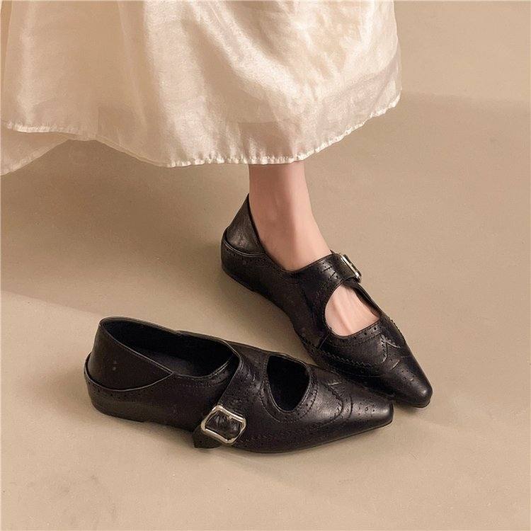 New Korean Style Fashion Square Toe Mules, Low Block Heel Niche Women's Closed Toe Slip On Shoes