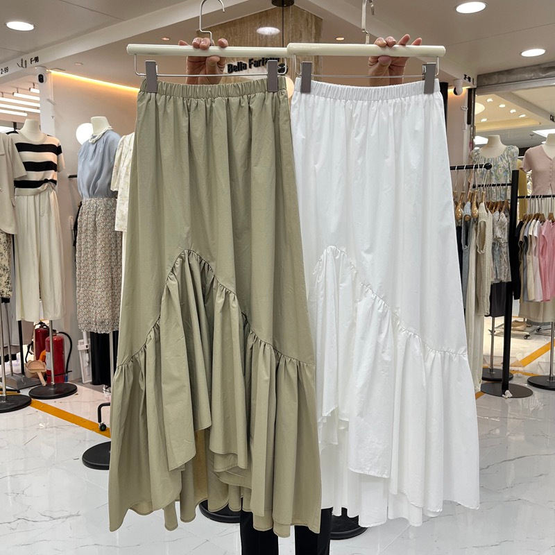 Ruffled Asymmetrical Skirt Womens Korean Style