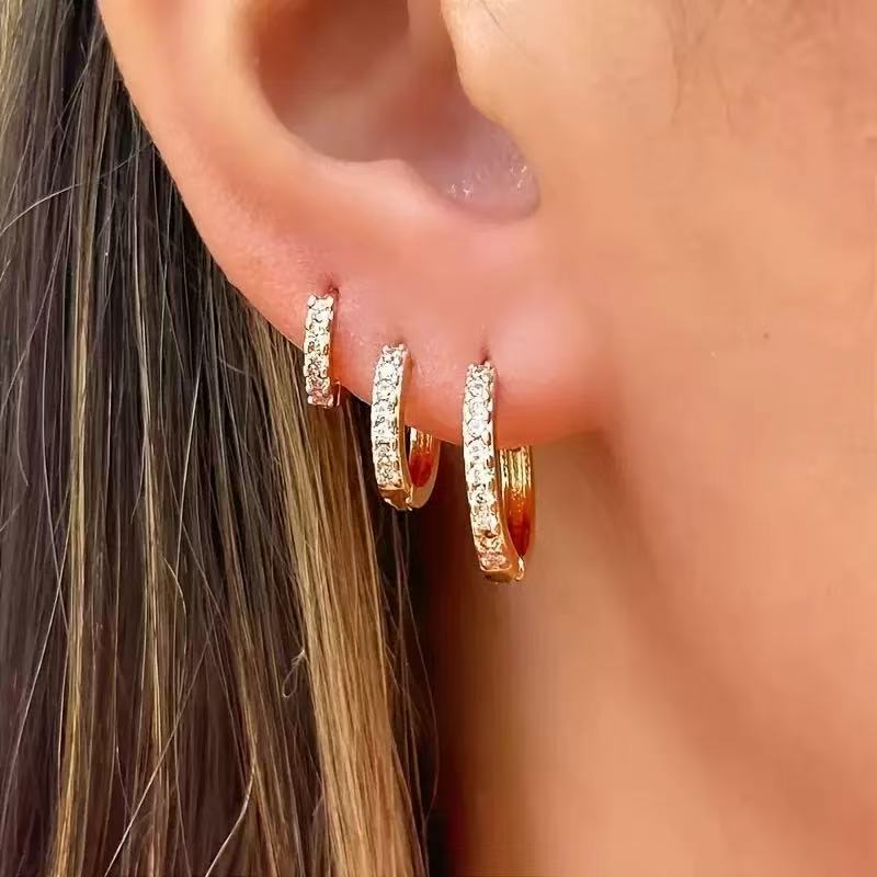 Korean-style Micro-paved Diamond Earrings Minimalist