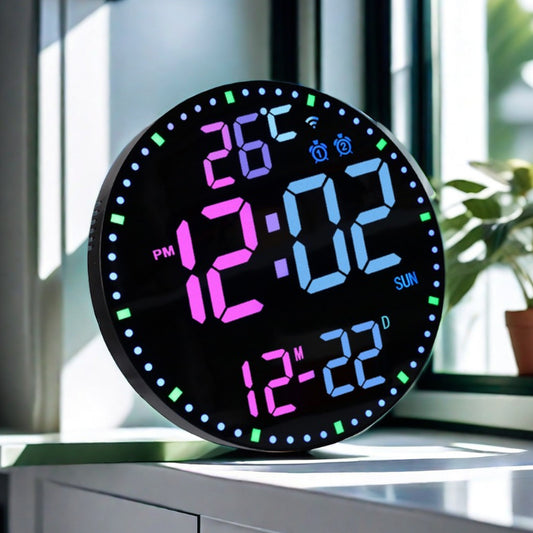 Smart WiFi Perpetual Calendar Digital Clock With RGB Color-Changing Wall Clock