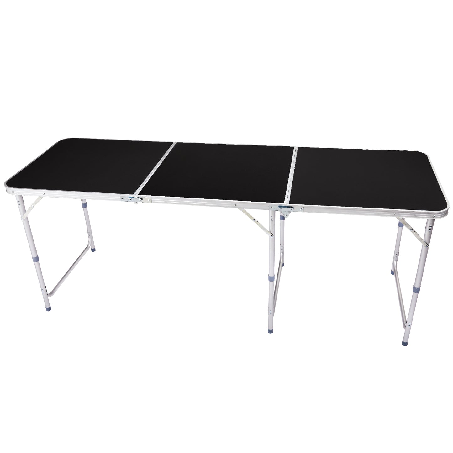 6ft 180-60cm Aluminum Alloy 3-Fold Portable Folding Table, Adjustable Height Outdoor Camping Picnic Dining Desk
