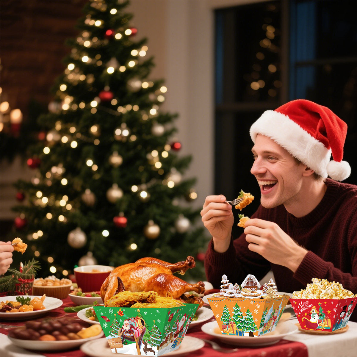 12Pcs Christmas Paper Food Tray