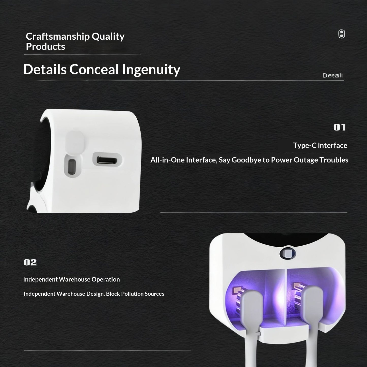 Sterilizing Digital Display Wall-Mounted Smart Induction Toothbrush Holder