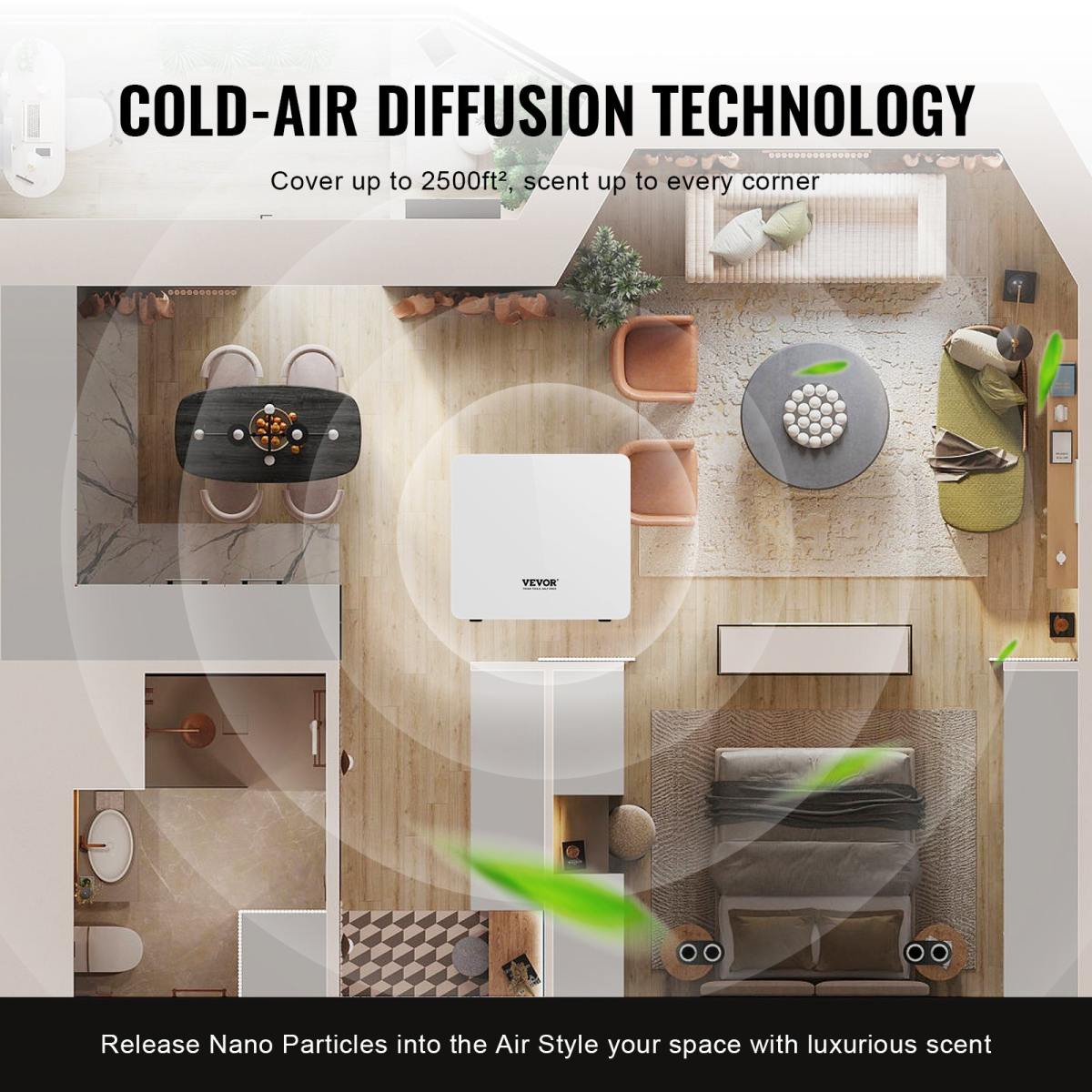 Duft Luft Maschine, 480ml Bluetooth Smart Ätherisches Öl Diffusor, 2500sq.ft Wasserlos Duft Diffusor Mit Kaltluft-Technologie, Aromatherapie Diffusor Maschine Für Haus, Büro, Hotel, Spa