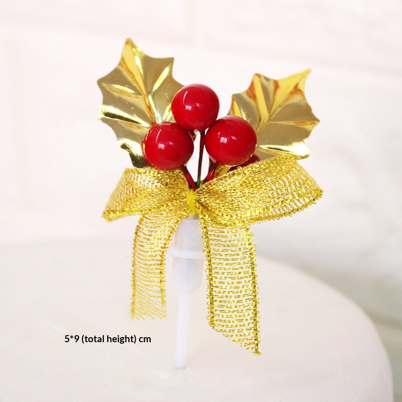 Christmas Cake Decoration Grass Ring Leaf Insert Christmas Dessert Table Decor Item