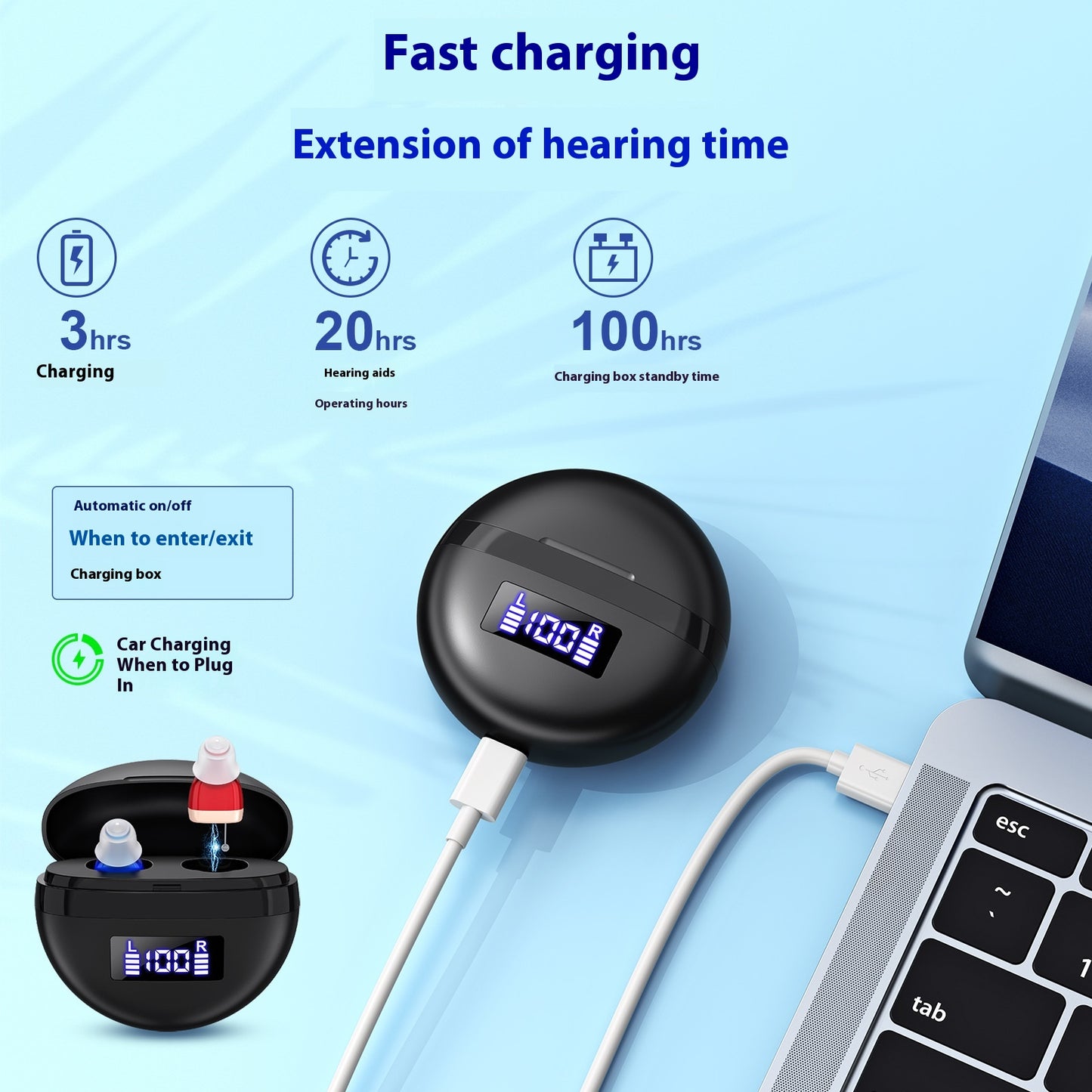 Elderly Charging Noise Reduction Hearing Aid Invisible Lightweight Sound Collector