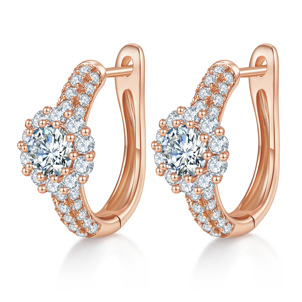 5.4g S925 Sterling Silver 5mm Moissanite Halo Hoop Earrings  Pave Huggie Hoops With GRA Certificate, Platinum Plated Jewelry Gift Box Set For Women
