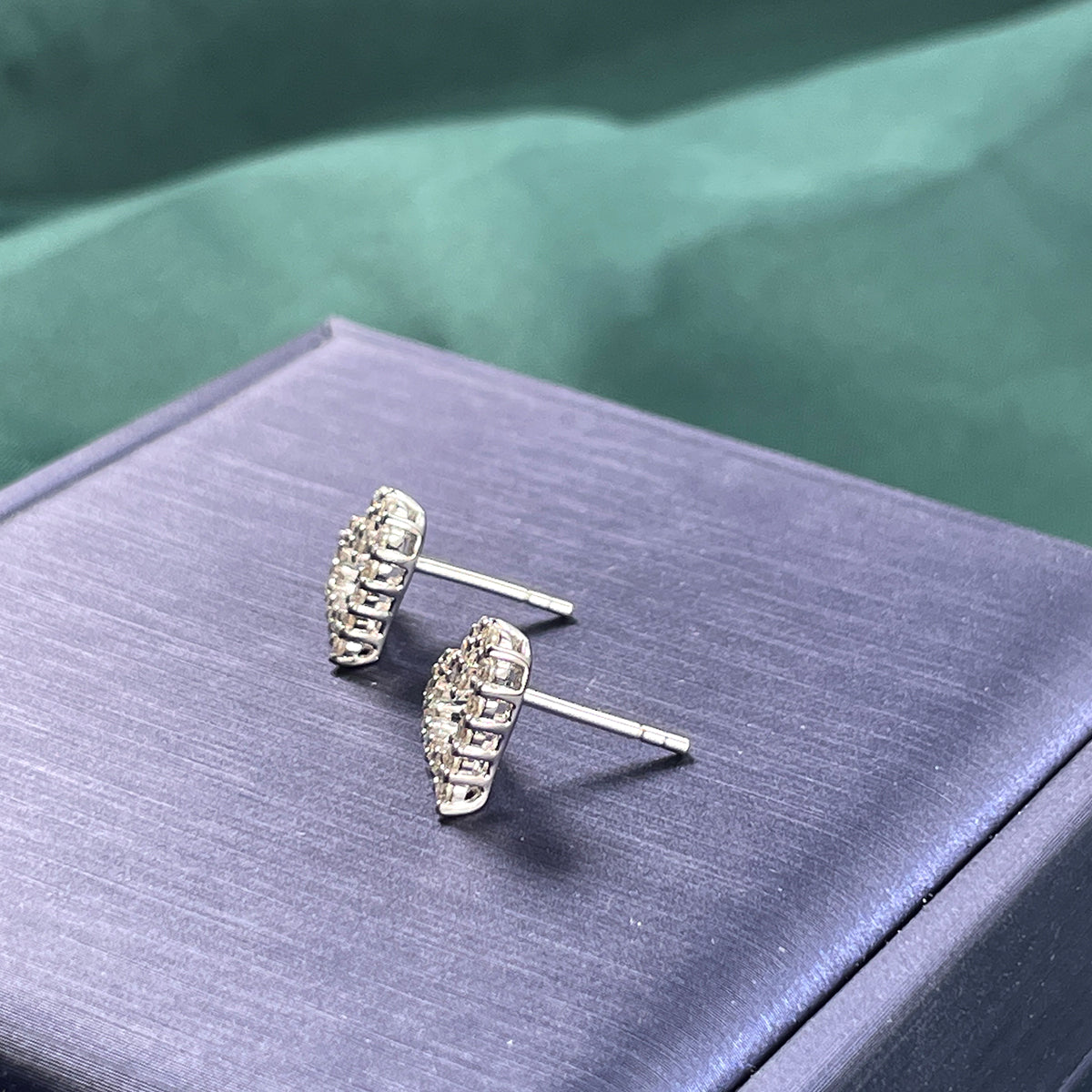 S925 Sterling Silver Open Heart Stud Earrings, D-VVS1 Moissanite Pave Outline, Platinum Plated 2g Women's Jewelry Gift Box