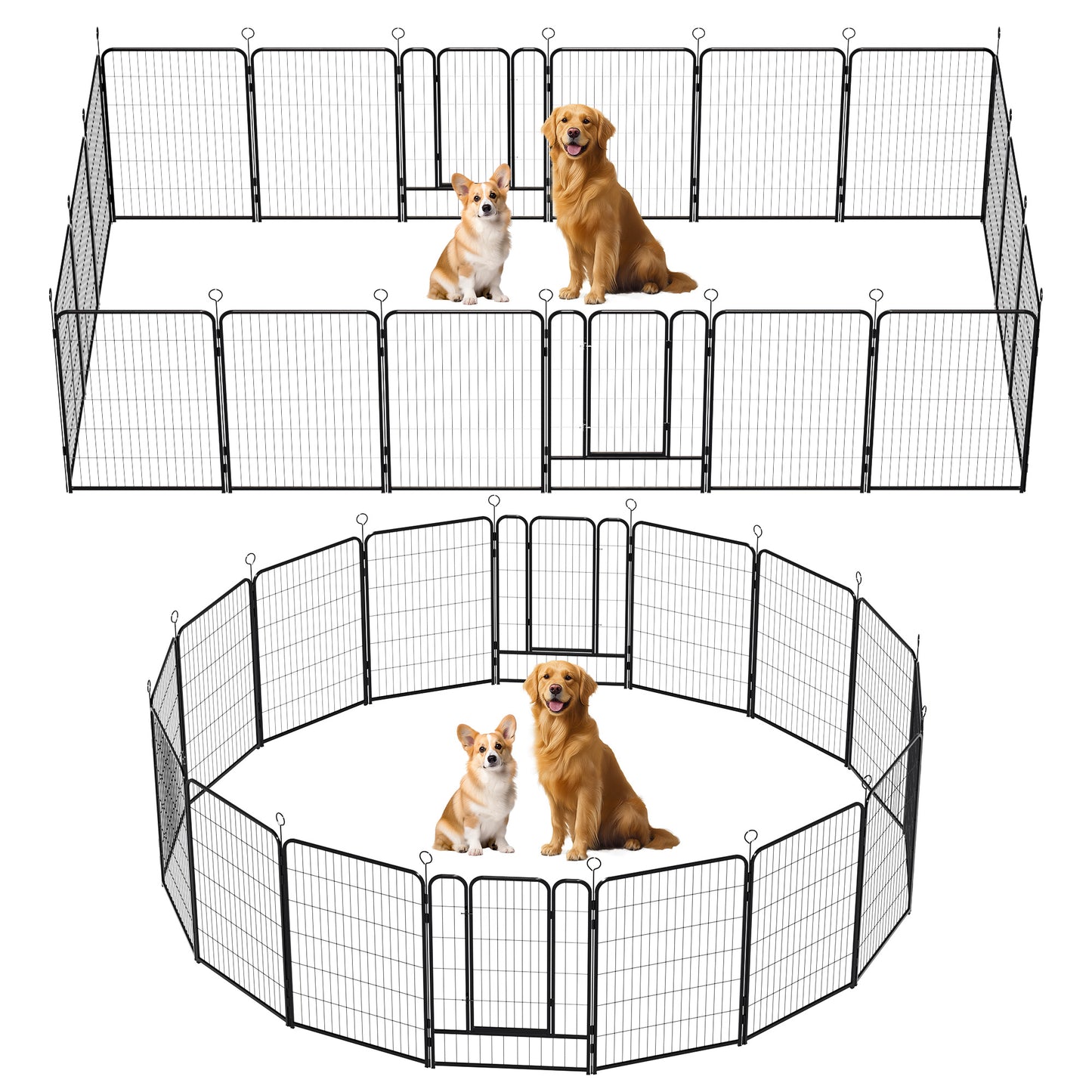 Dog Playpen 40 Inch, 16 Panels  Heavy Duty Metal Pet Exercise Pen  Indoor Outdoor Fence Panels Rust-Resistant, Removable, Tool-Free Setup Anti-Skid, Expandable Design