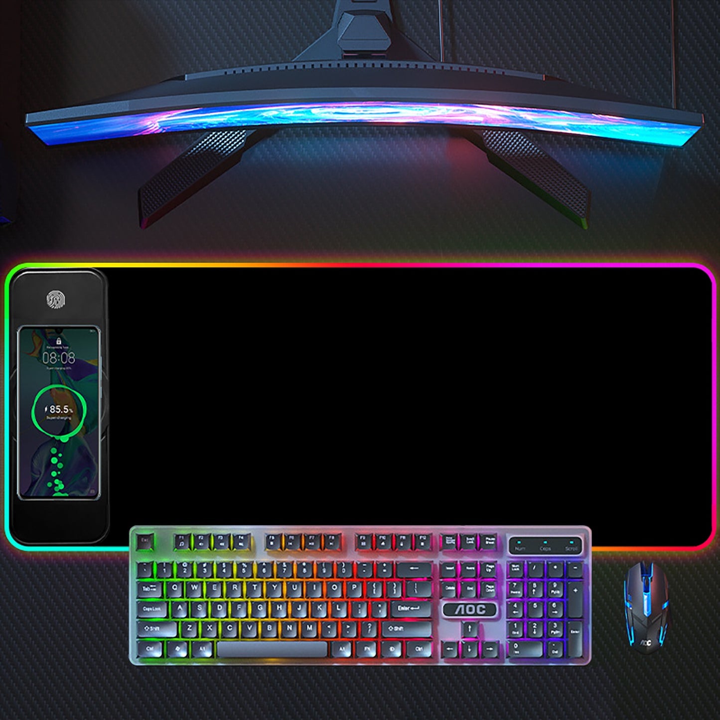 Wireless Charging RGB Luminous Mouse Pad Oversized