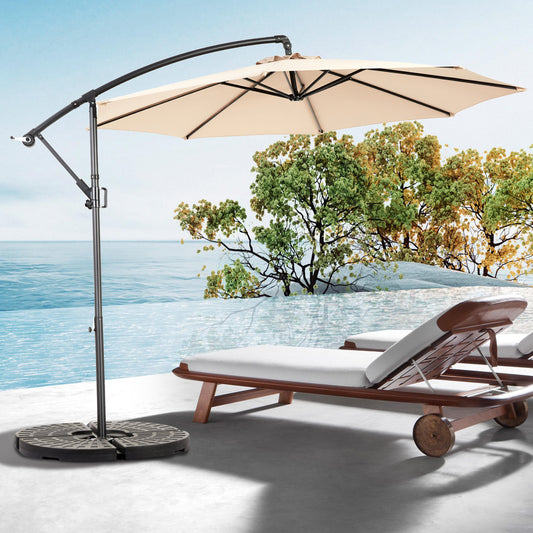Best Choice Products 10ft Offset Hanging Market Patio Umbrella W Easy Tilt Adjustment, Polyester Shade, 8 Ribs For Backyard, Poolside -  Khaki  No Base