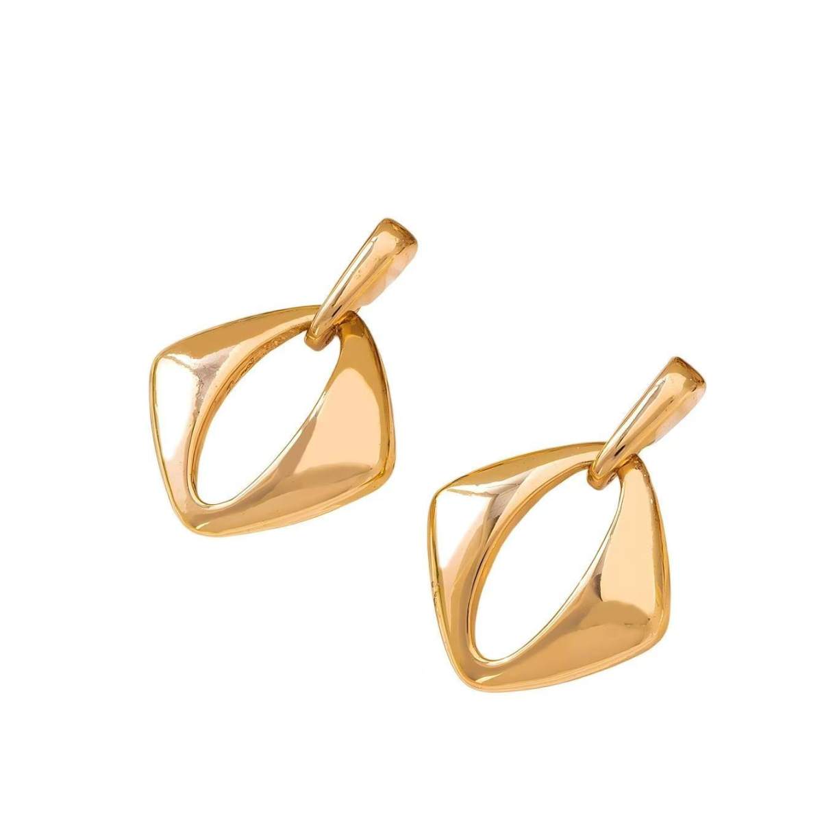 Korean-style Geometric Rhombus Earrings For Women, Stylish & Personalized Hollow Dangle Earrings, Minimalist Cold Style, Versatile For Daily Commute, Delicate Fashion Jewelry For Wholesale.