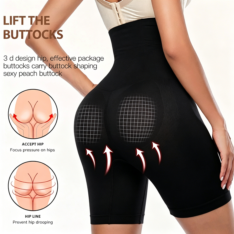 High Waist Tummy Control Shapewear For Women Seamless Firm Compression Body Shaper Shorts Plus Size Adjustable Hooks Butt Lifting Underwear