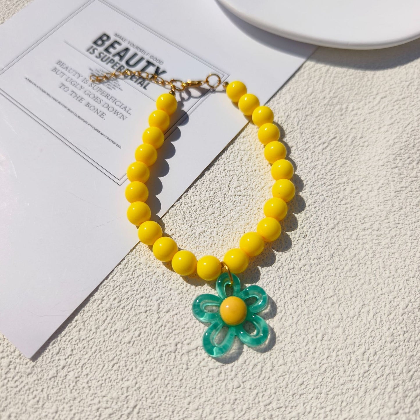 Dopamine Flower Pearl Pet Necklace
