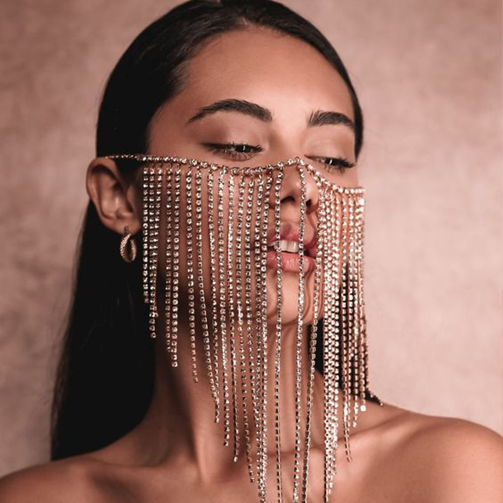 Vintage Claw Chain Rhinestone Tassel Drill Chain Veil Accessories