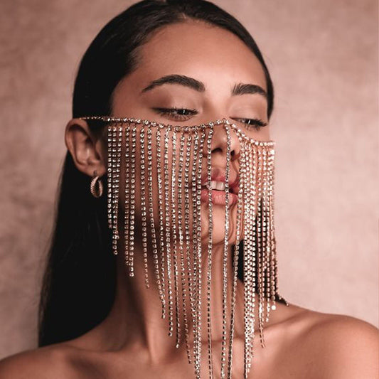 Vintage Claw Chain Rhinestone Tassel Drill Chain Veil Accessories