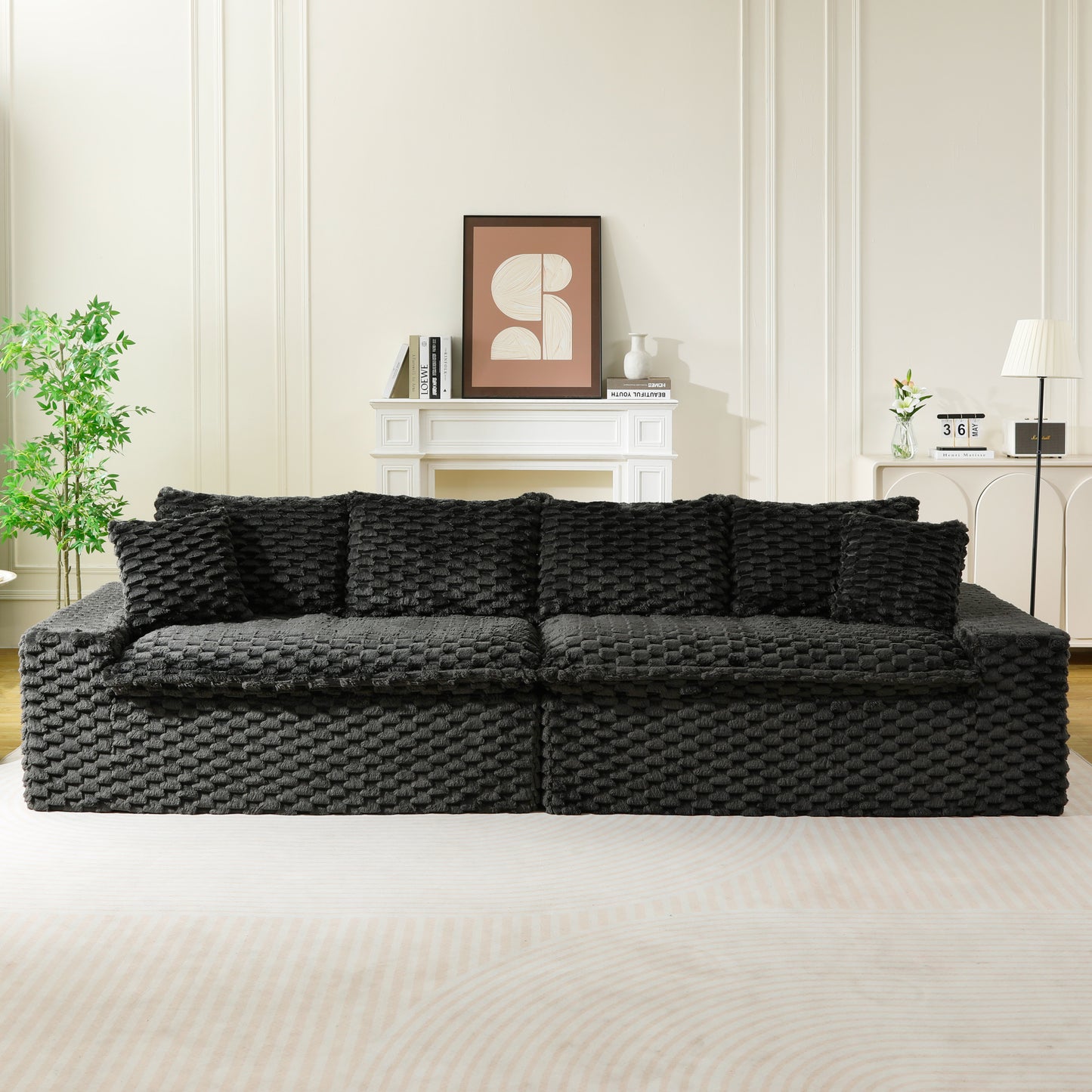 Luxury Black Turtle Velvet Multifunctional Sofa - Arrangeable In Single Row, Side-by-Side Or Facing Each Other, Stylish Living Room Furniture For Cozy Home Decor