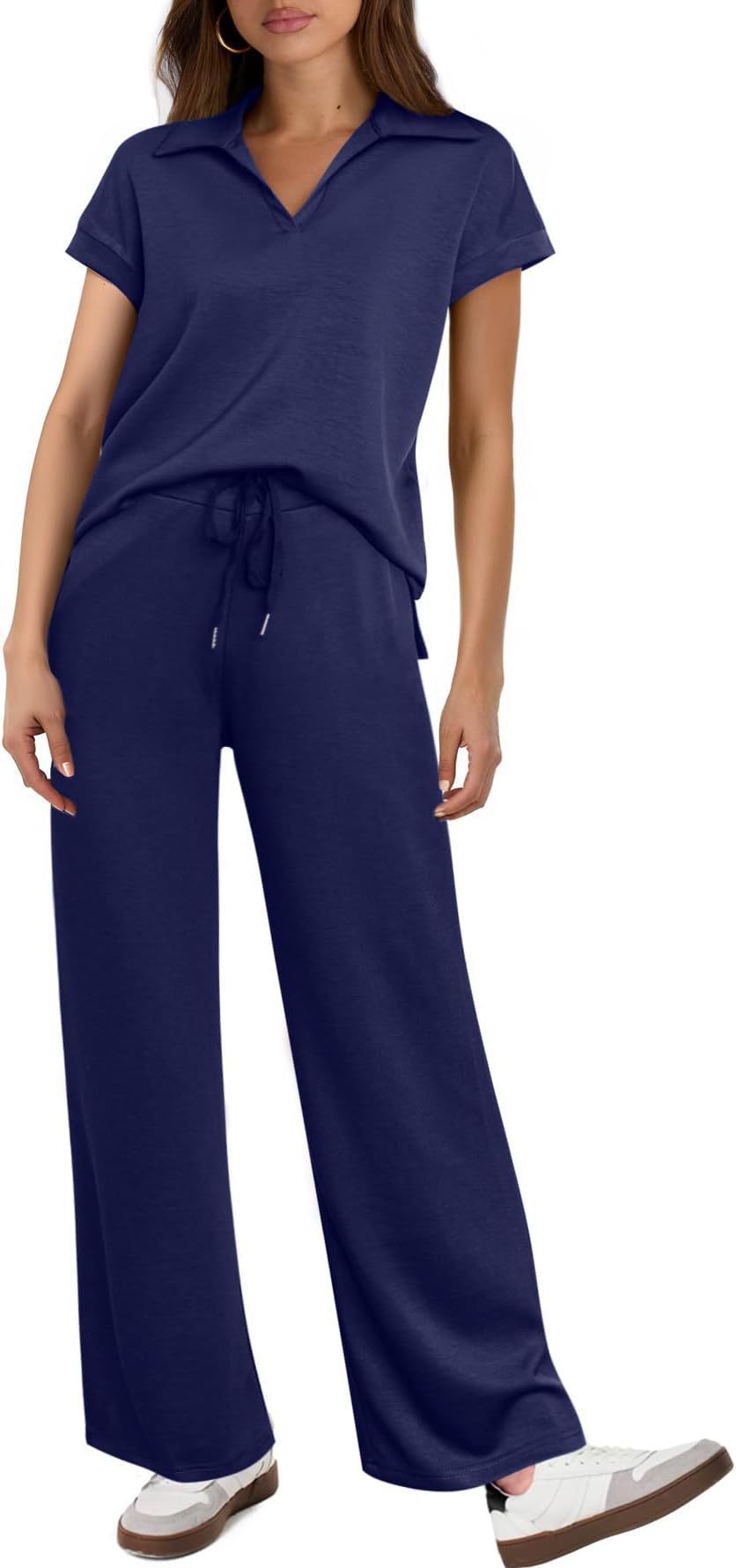 Women's Casual Fashion Solid Color Short Sleeved Set