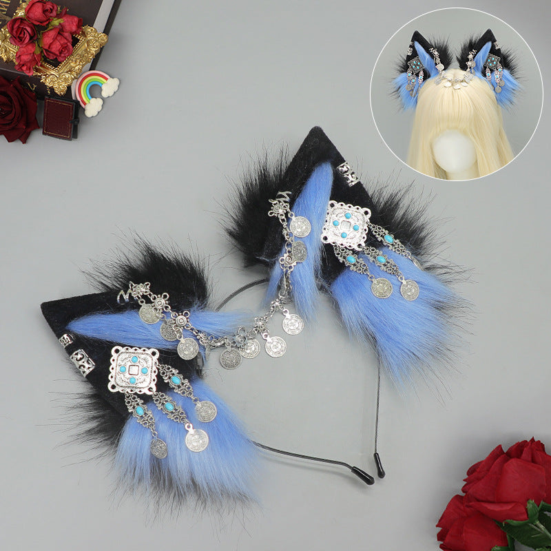 Tibetan Hair Accessories Exotic Wolf Ear Animal Ears Headband Bohemian Travel Photo Shooting Props