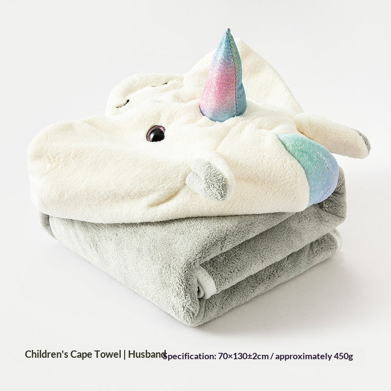 Cartoon Bathrobe Coral Fleece Absorbent Childrens Bath Towel