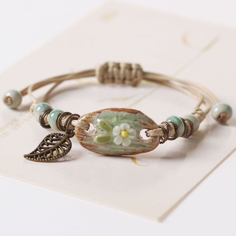 Cute Ceramic Charms And Accessories Creative, Naturally Woven Friendship Bracelets