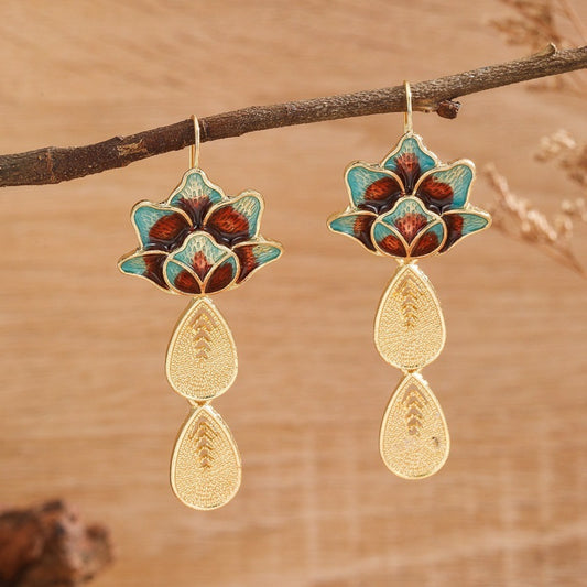 Fashionable Office Lady Style Floral Retro Earrings For Women
