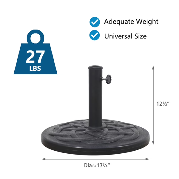 Garden Patio Umbrella Base, Outdoor Market Umbrella Stand, Backyard Umbrella Weight In Black 27lbs  Shipment From Walmart