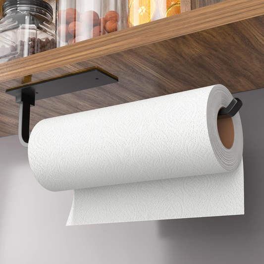 Paper Towel Holder Self Adhesive Or Drilling Matte Black Upgraded Aluminum Kitchen Roll Dispenser Under Cabinet Lighter But Stronger Than Stainless Steel