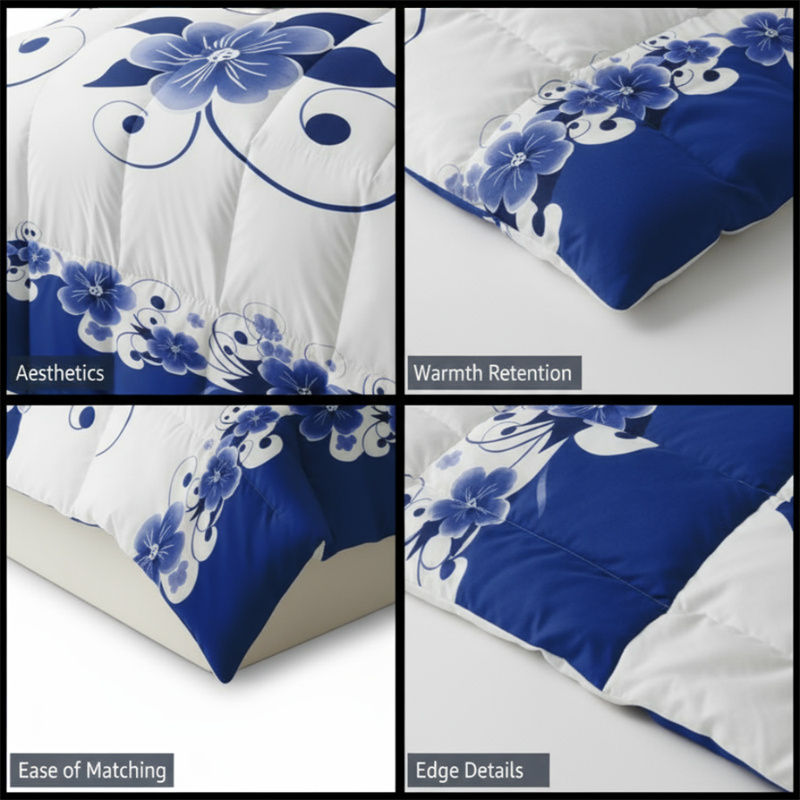 3 Piece Duvet Cover Set, US Designer Blue And White Floral Botanical Print High GSM Heavyweight Comforter Cover With Zipper Closure & Corner Ties, Pet-Friendly Microfiber Bedding