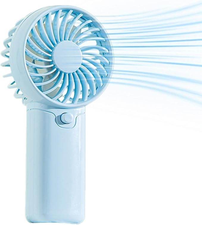Portable Handheld Fan AAA Battery Powered Mini Fan No Charging Needed Quiet Personal Cooling FanLightweight Small Fan Blue