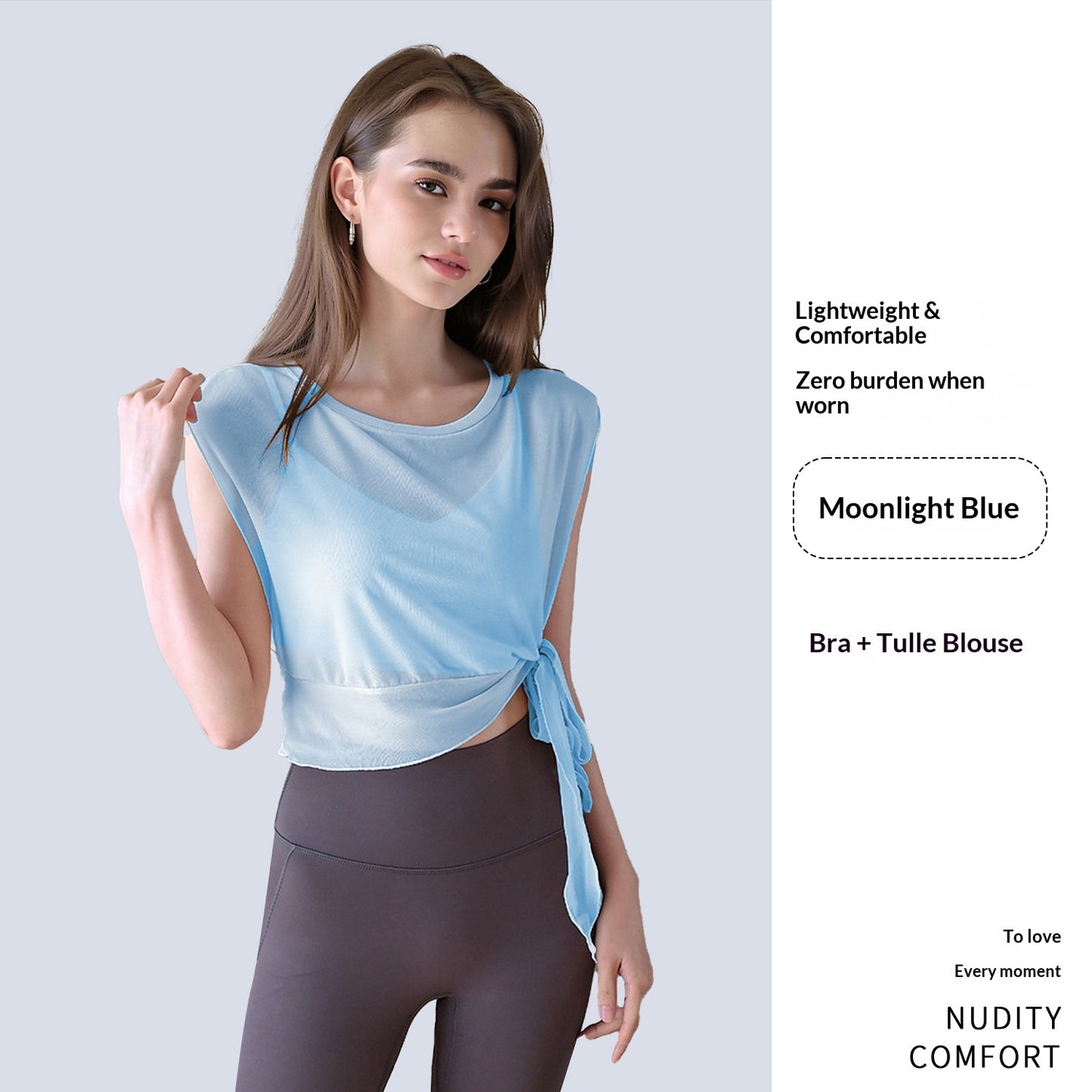 New Summer 2-Piece Yoga Outfit, Sports Short Sleeve Top With Built-in Bra Pads, Elegant Mesh Pilates Fitness Top