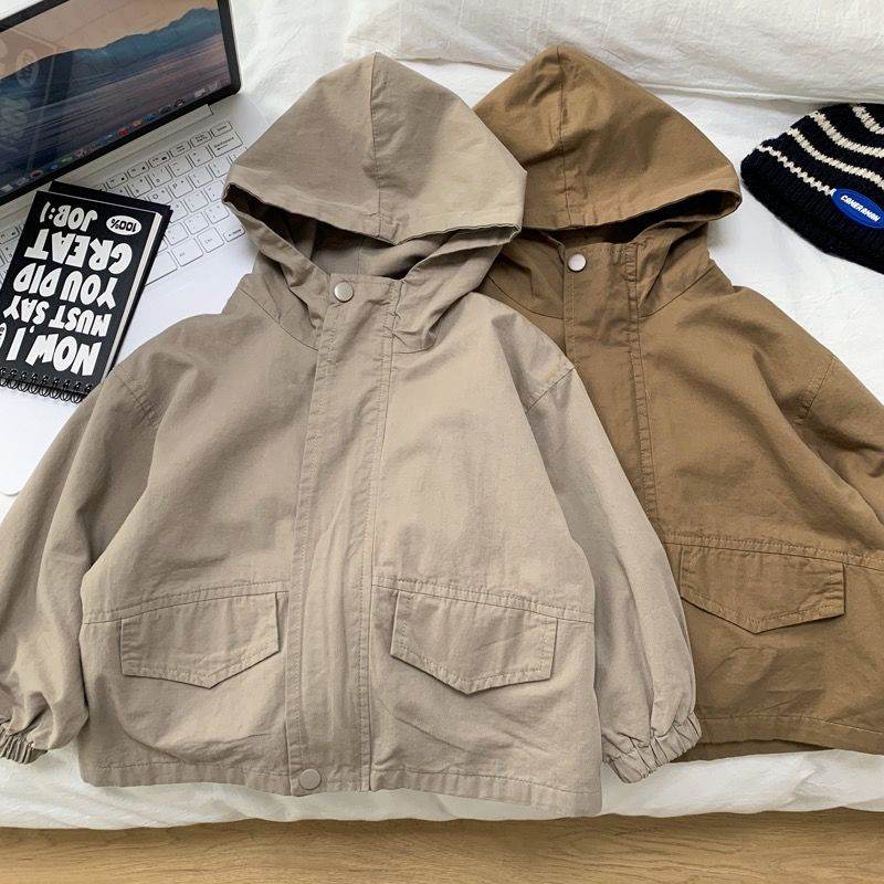 Boys' Korean-style Fashionable Hooded Trench Coat