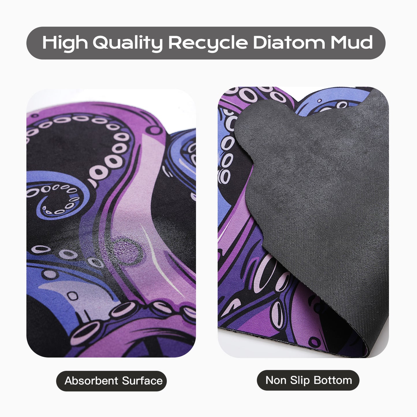 Green And Purple Cthulhu Rugs Water Absorbent Bath Mat Octopus Anime Rug Graphic Gothic Bathroom Rugs Fantasy Decorate, Non Slip Backing, Unique Gift & Decor For Gamers, 27x18 In