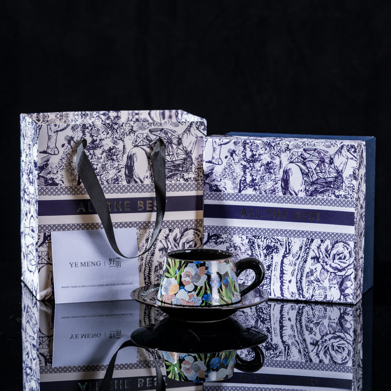 Affordable Luxury Original Iris Flower Ceramic Coffee Cup Gift Set